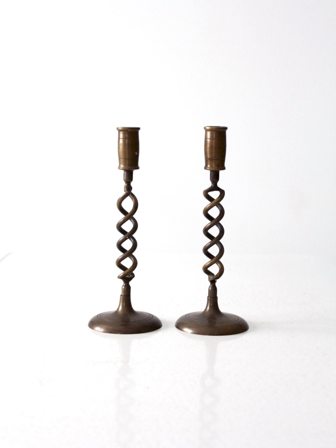 Bougeoirs en Laiton Vintage, Chandeliers Spirale