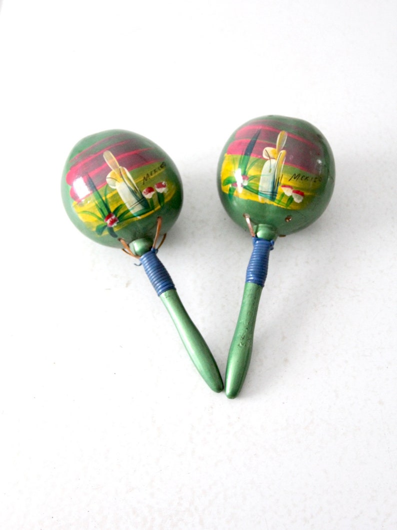 vintage Mexican maracas, souvenir decor image 1