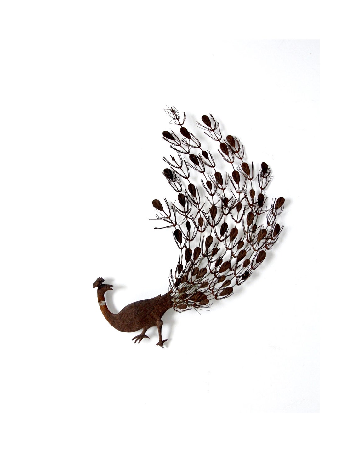 Midcentury Metal Peacock Wall Decor Etsy