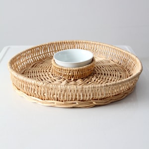 vintage woven chip and dip bowl set