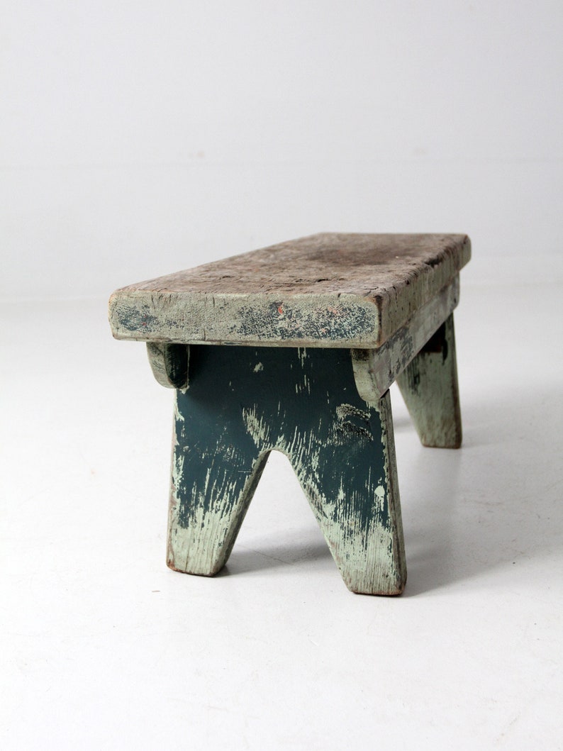 Antique Primitive Wooden Footstool Bench - Etsy