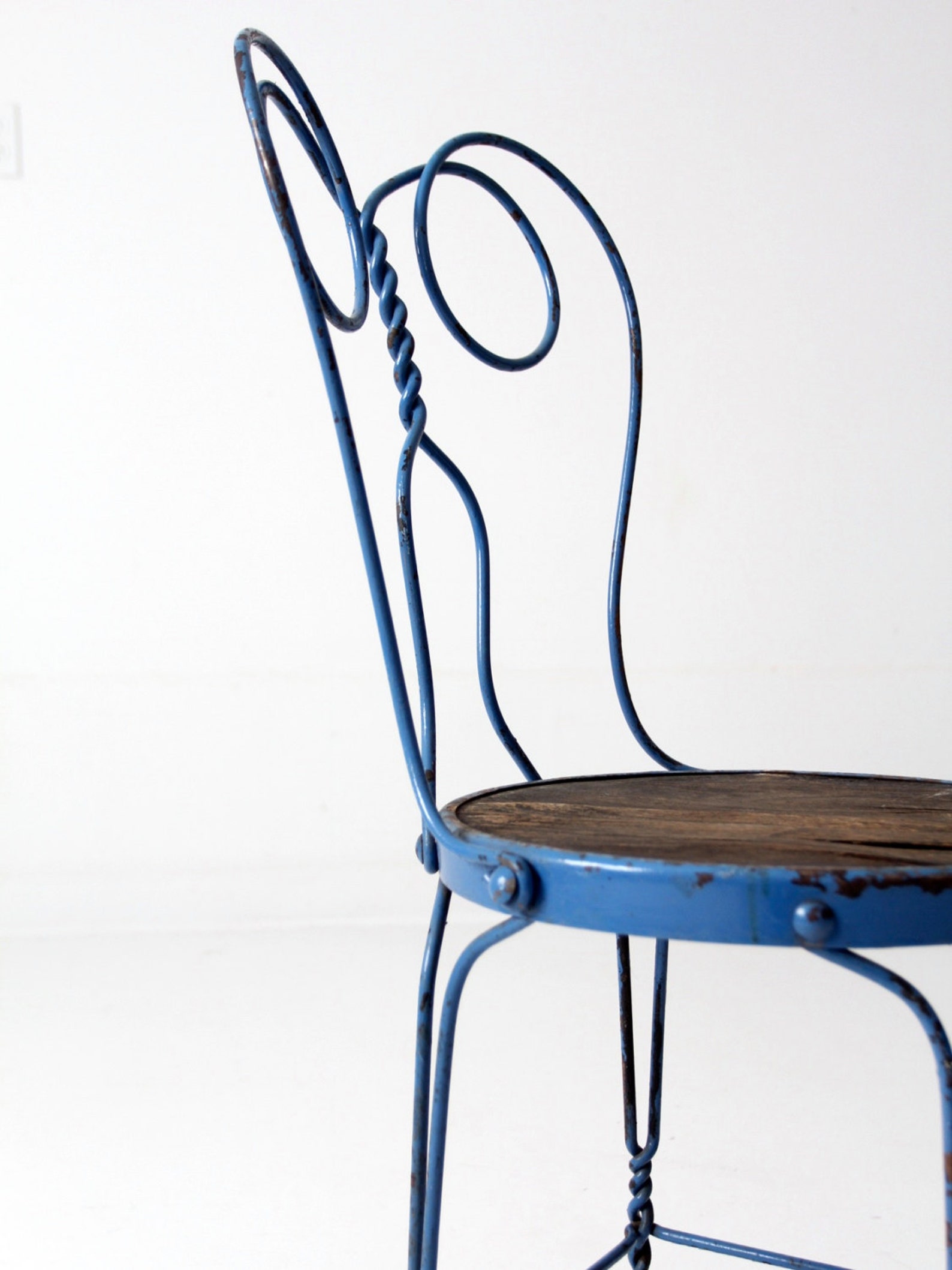 Vintage Blue Metal Bistro Chair, Ice Cream Parlor Cafe Chair Etsy