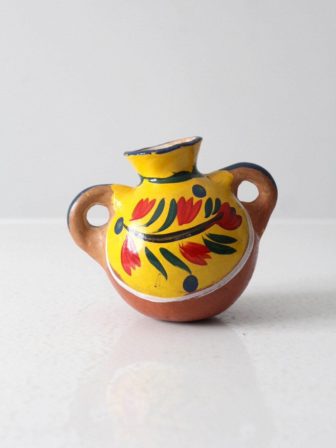 Vintage Hand-painted Terra Cotta Pot - Etsy