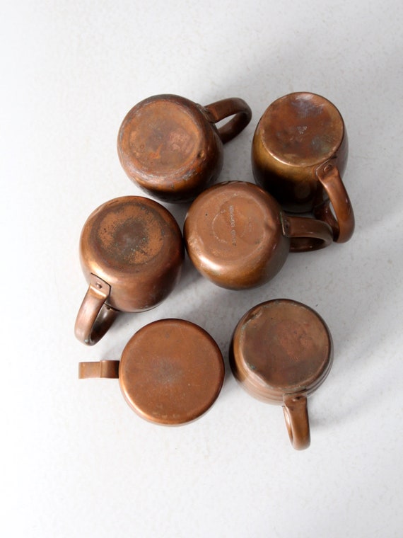 Antique Copper Mugs Set/6 - Etsy