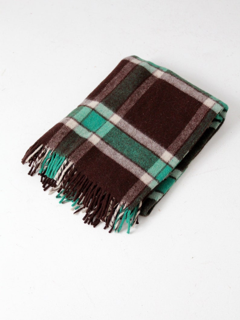 vintage plaid throw blanket, Amana wool blanket image 3