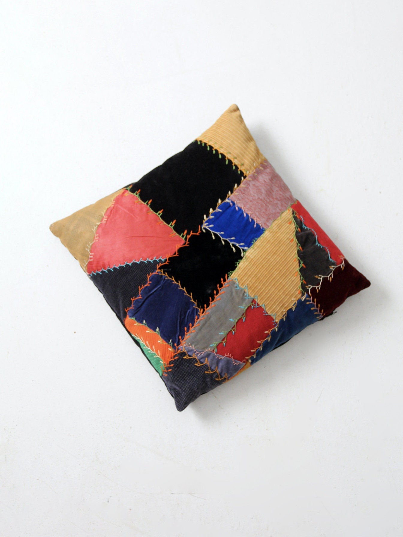 アンティーククレイジーキルトクッション - Etsy 日本