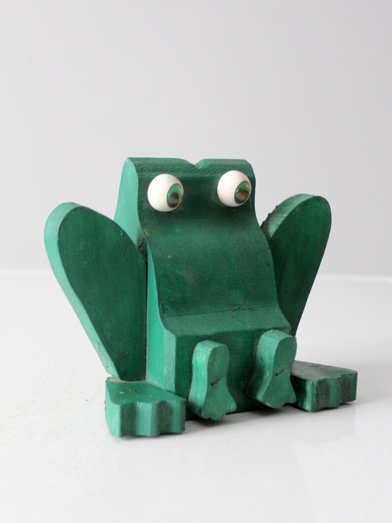vintage handmade wooden frog image 4
