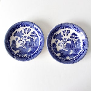 vintage Japanese blue willow ware bowls set/2
