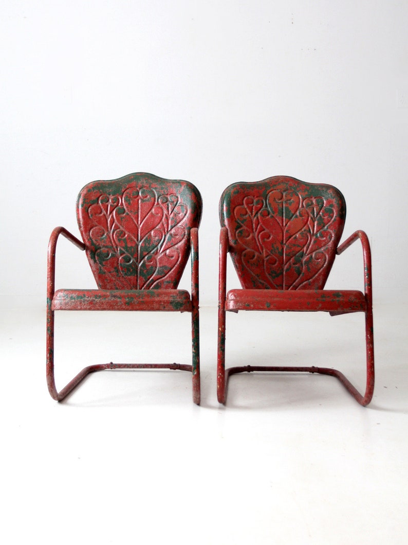 Midcentury Metal Bouncer Patio Lounge Chairs Pair Etsy