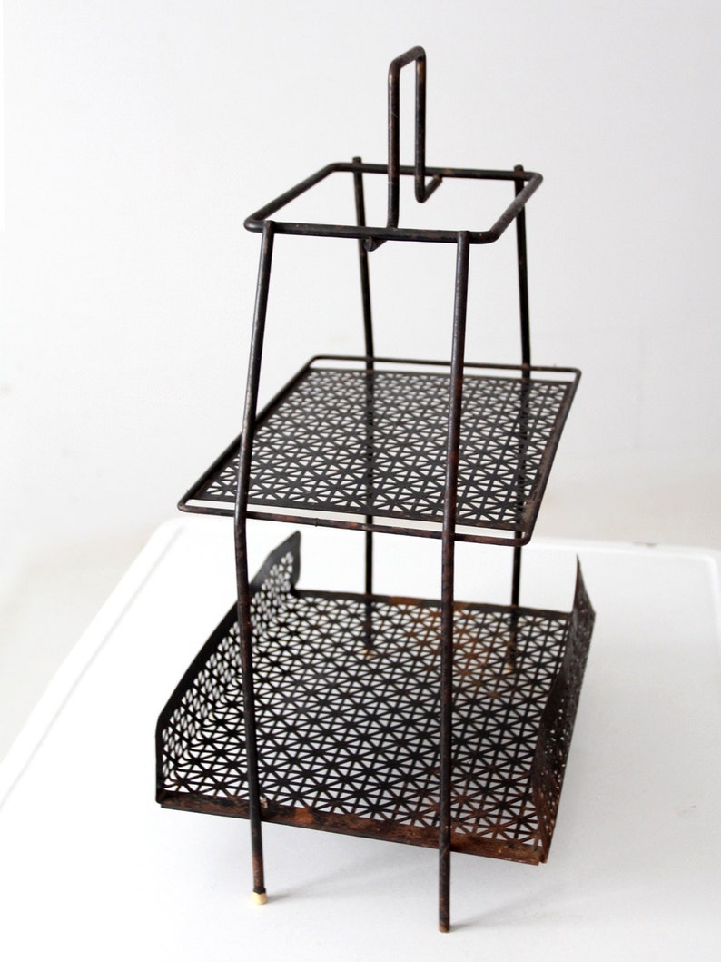 mid-century tiered metal stand image 6