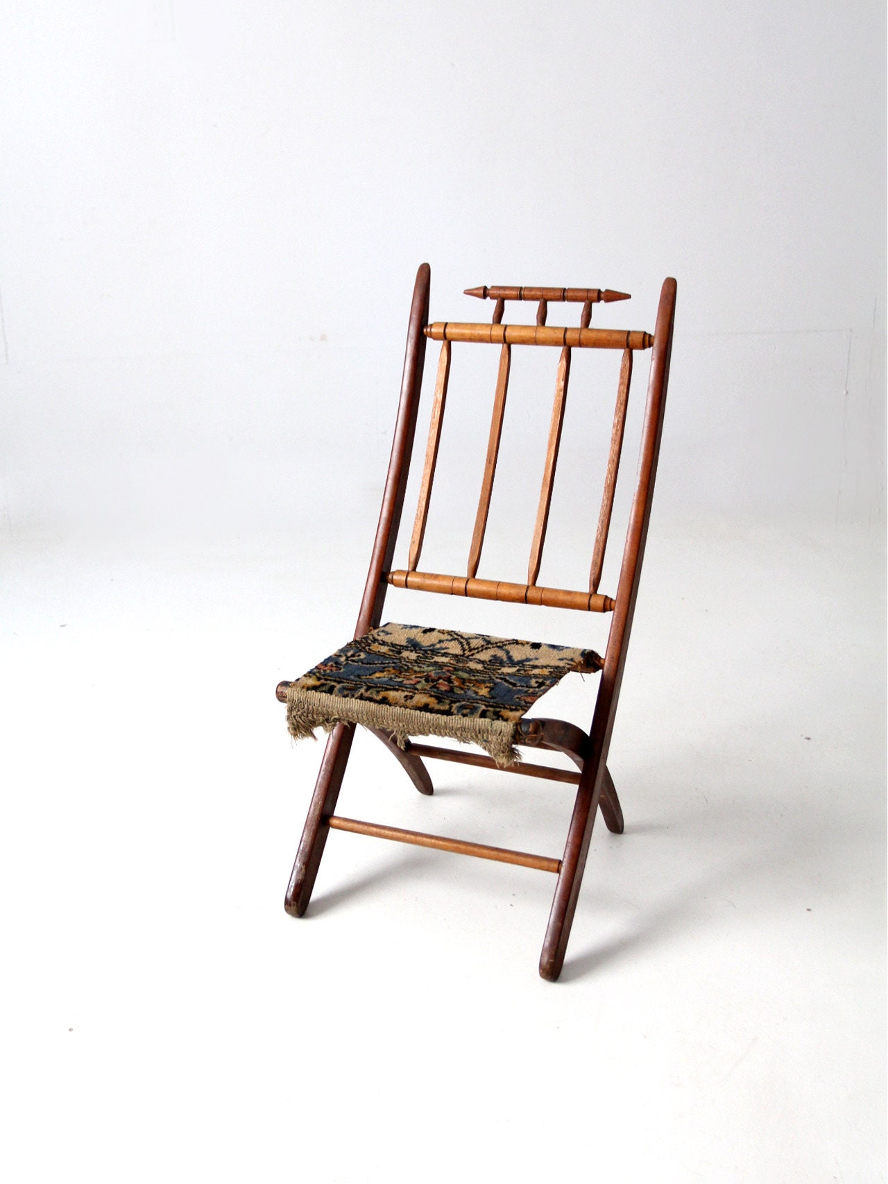 Antique Tapestry Campaign Folding Chair Etsy