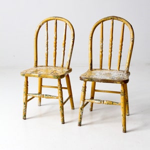 vintage kids chairs set/2, painted farmhouse children's chairs image 2