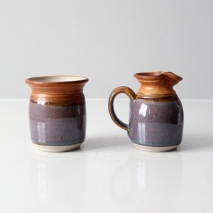 vintage studio pottery creamer and sugar bowl set