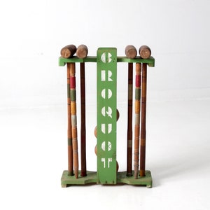 mid century croquet set lawn game