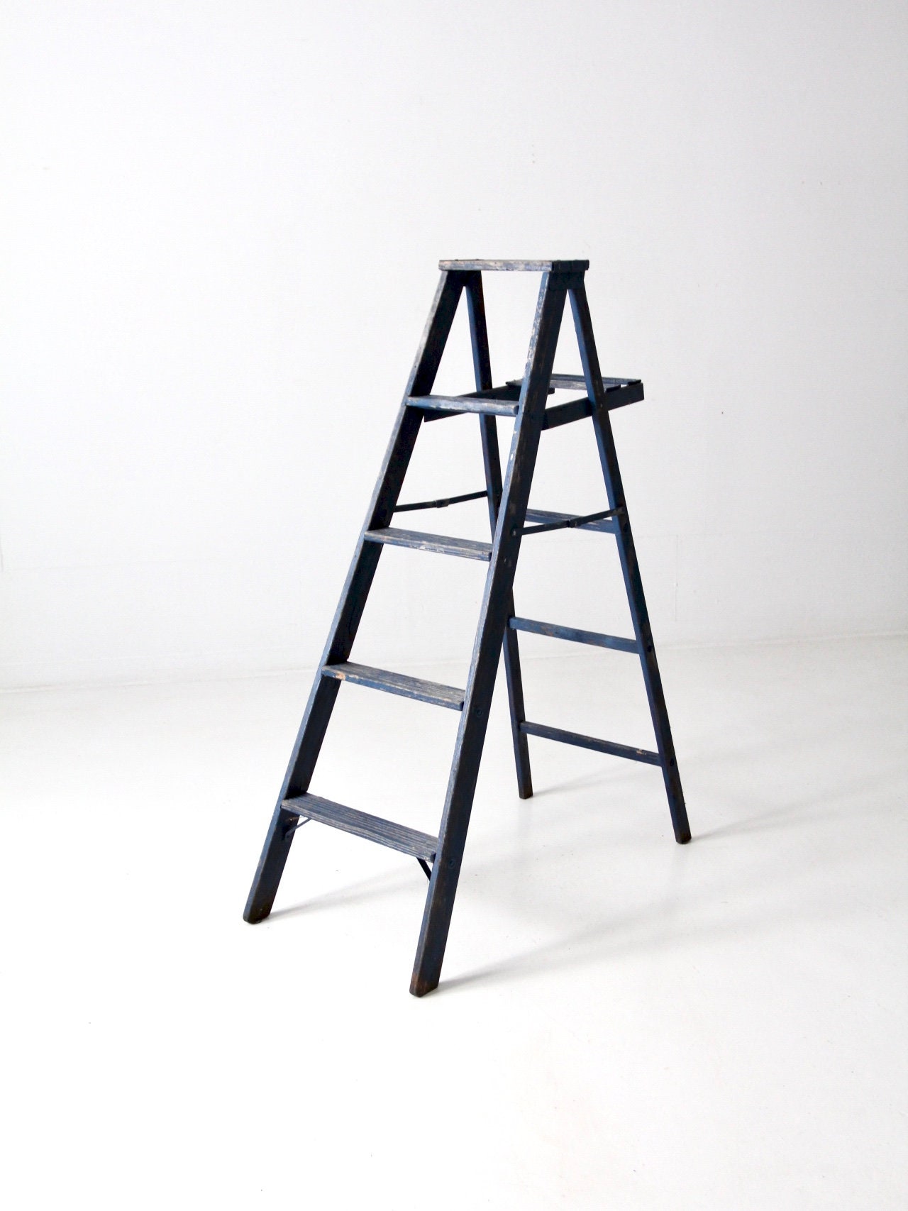 Vintage Blue Wooden Ladder, Decorative Ladder - Etsy