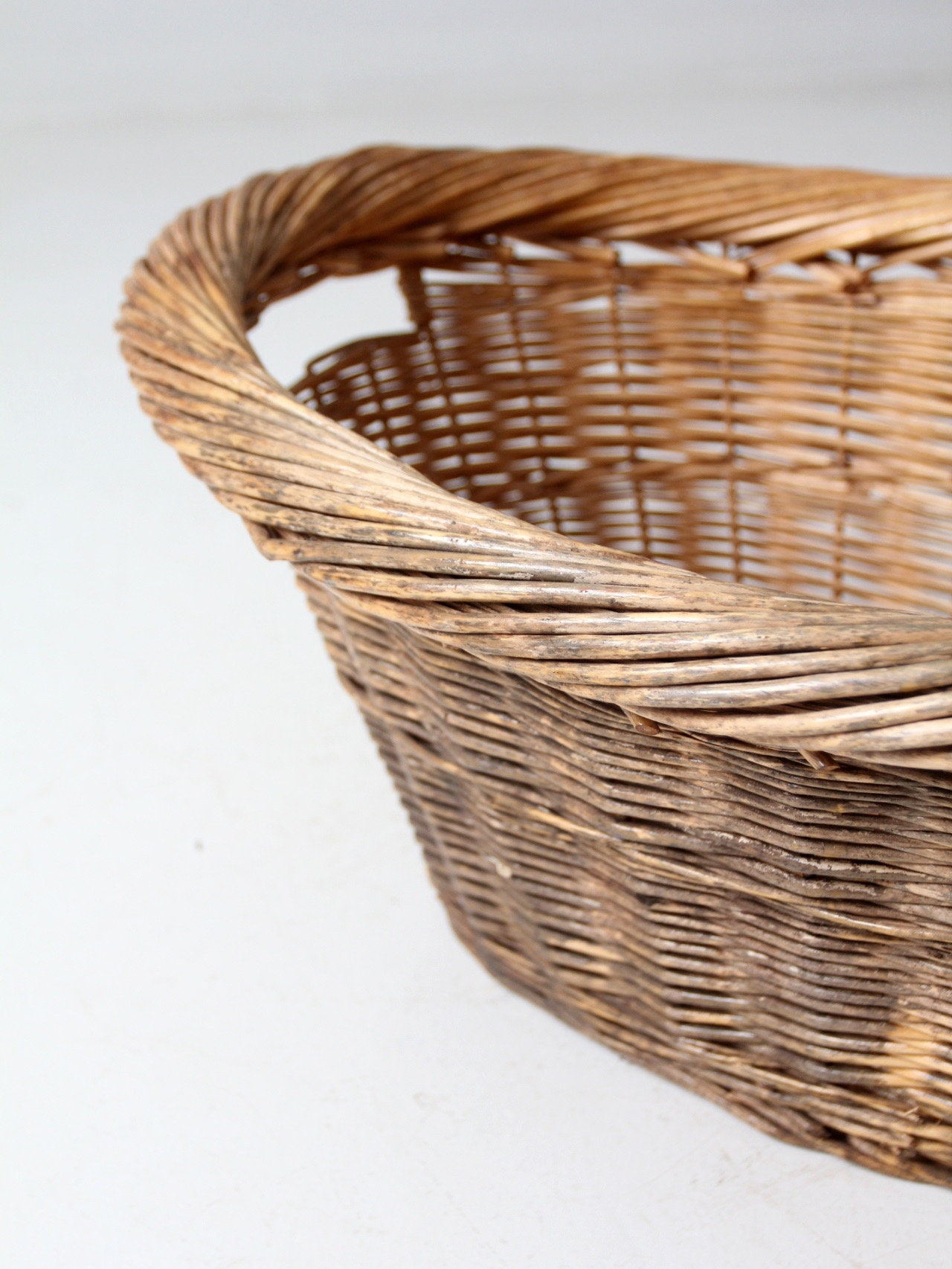 Grand Panier En Osier Vintage – Corbeille à Linge, Rangement Déco, 24x18 Pouces