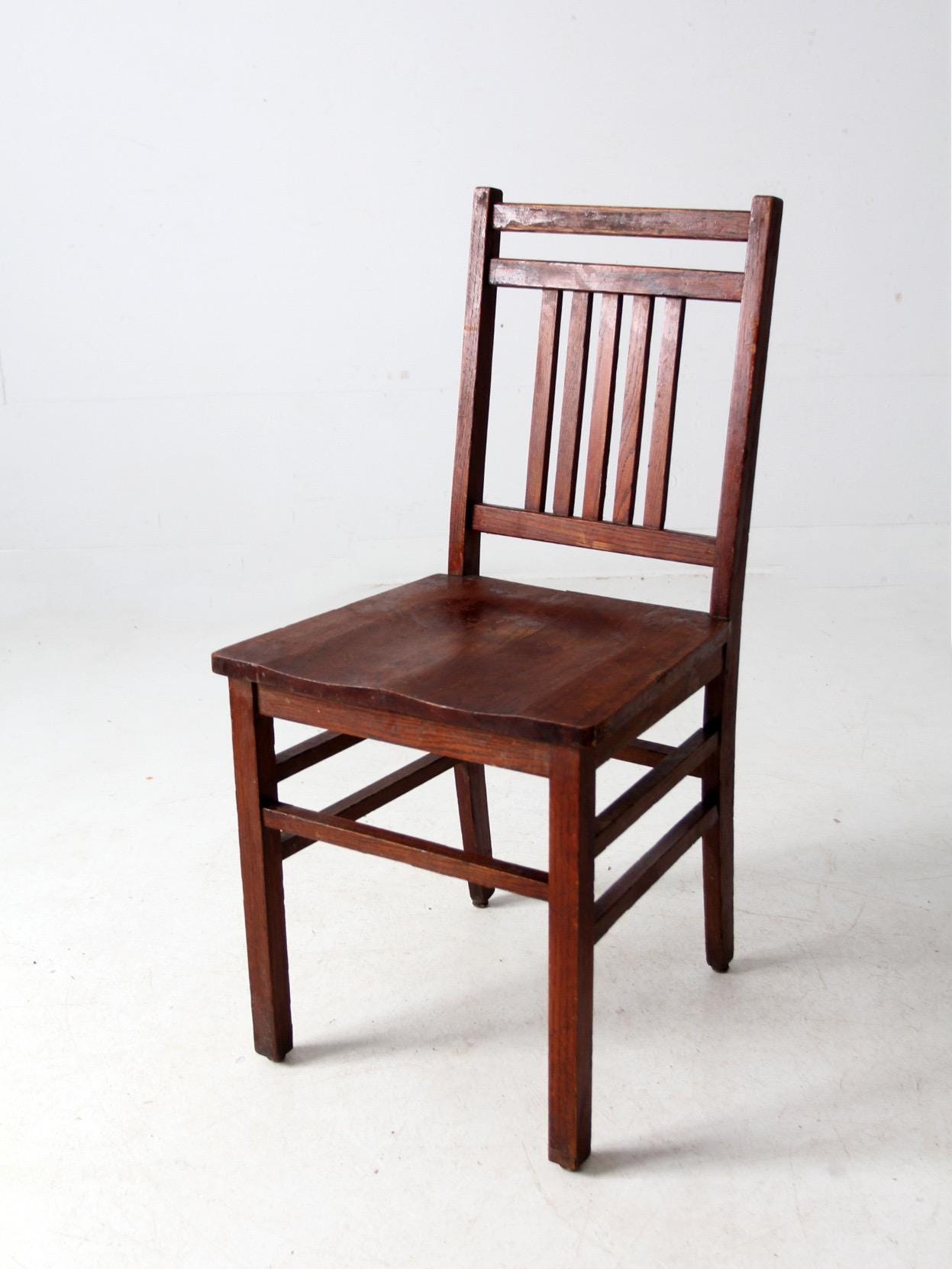 Vintage Arts & Crafts Slat Back Wooden Chair - Etsy