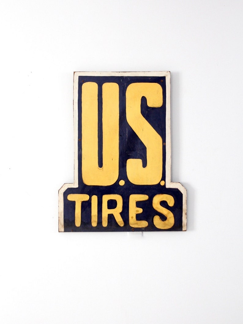 vintage U.S. Tires hand painted sign image 1