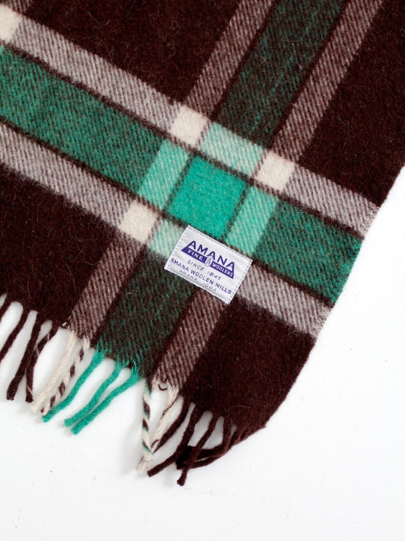 vintage plaid throw blanket, Amana wool blanket image 4