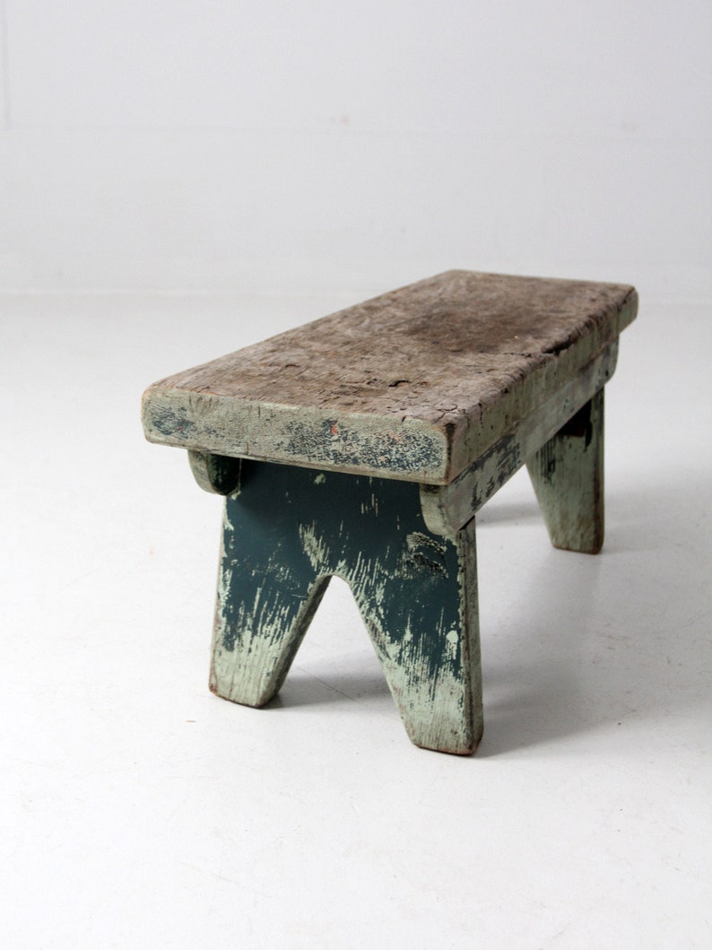 Antique Primitive Wooden Footstool Bench - Etsy