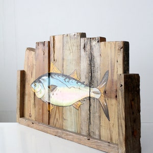 vintage rustic folk art painted fish sign image 7