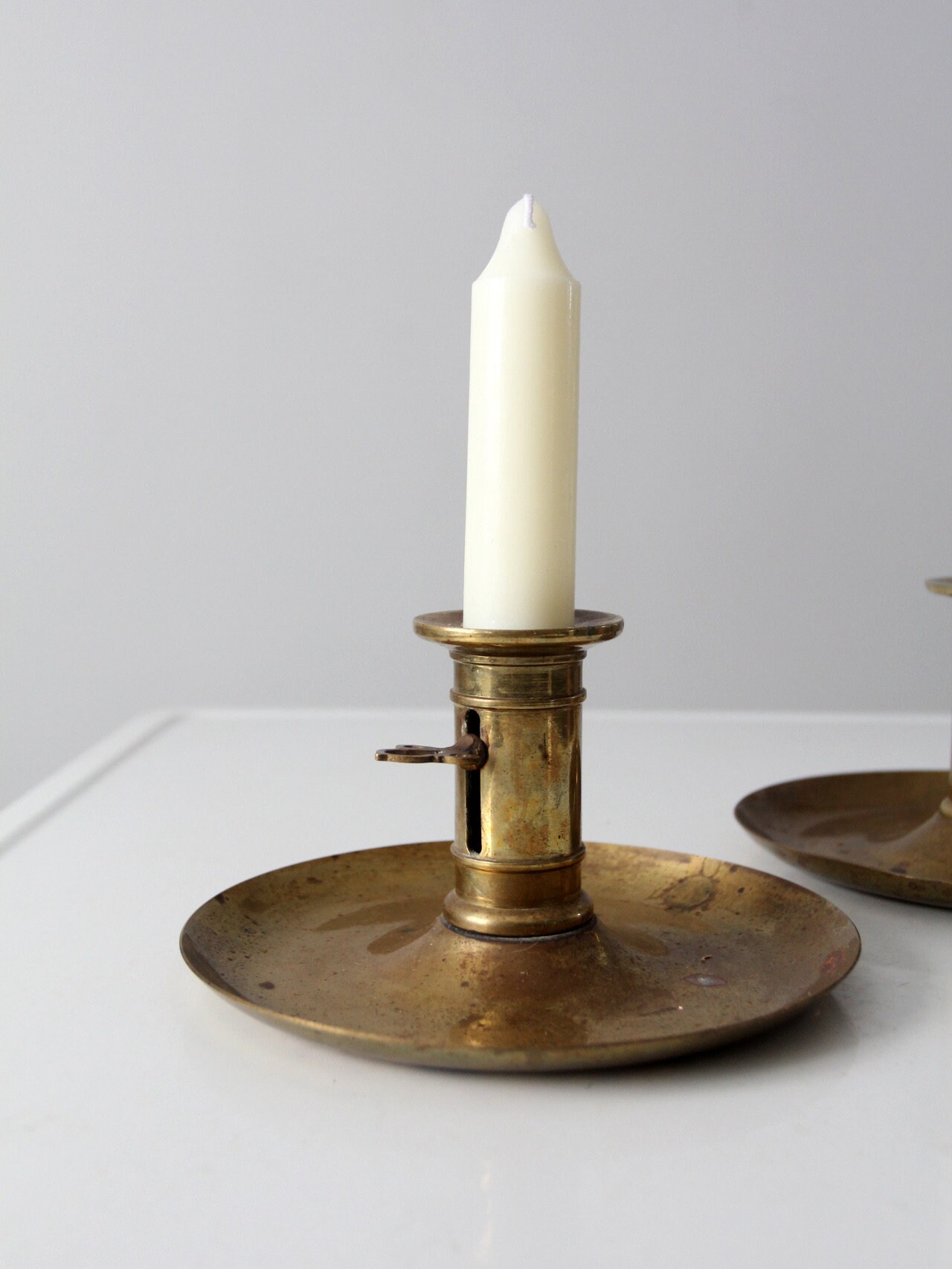 Antique brass pushup candle holders pair Etsy