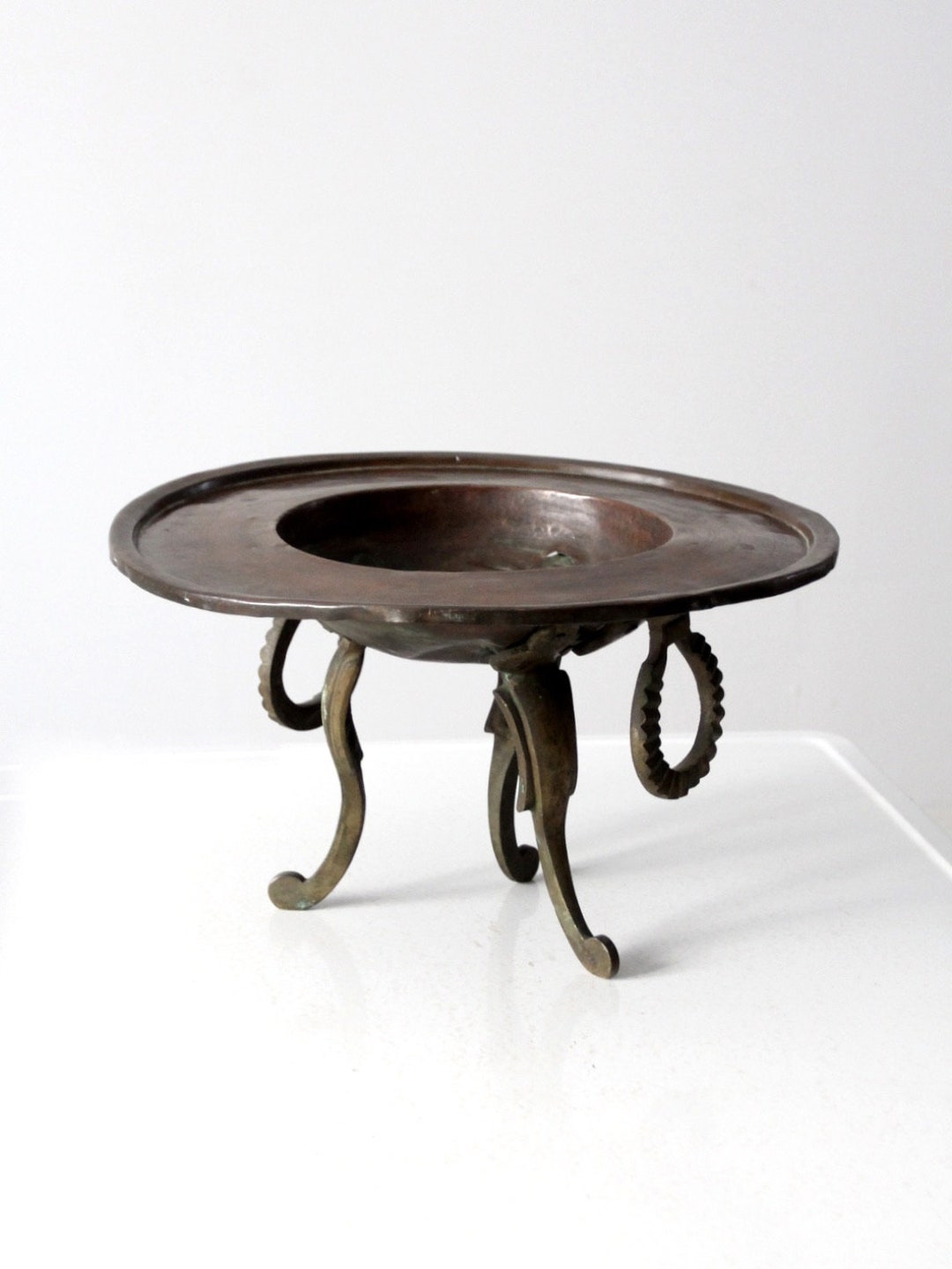 Antique Copper Brazier With Three Brass Legs and Rings - Etsy