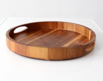 Vintage rundes Holz Serviertablett