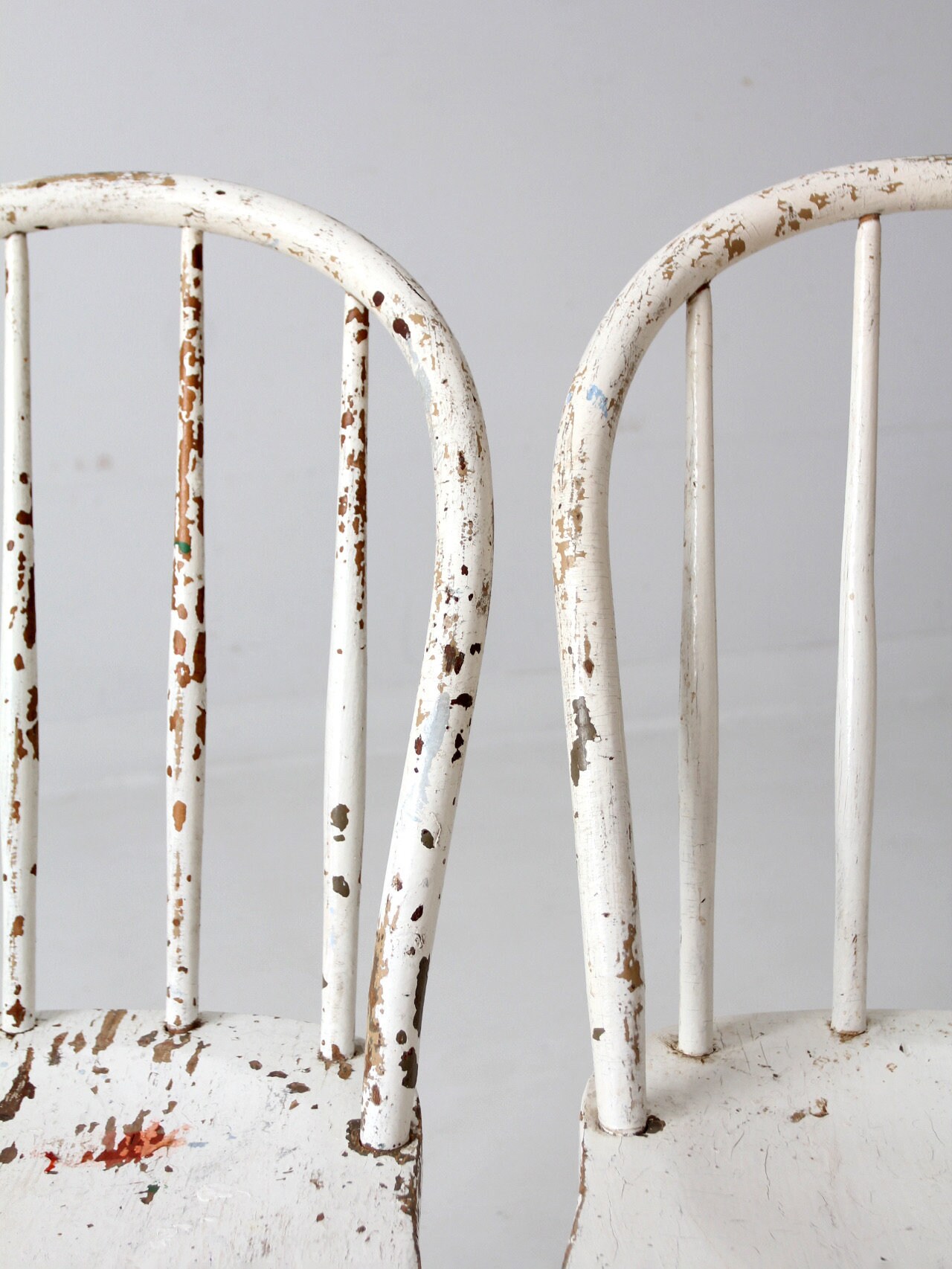 Antique White Spindle Back Chairs Pair - Etsy
