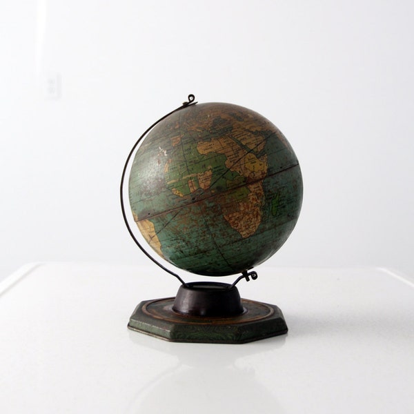 1930s J.Chein world globe, 8 inch tin globe