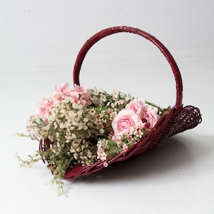 vintage geschilderde rieten bloemenmand