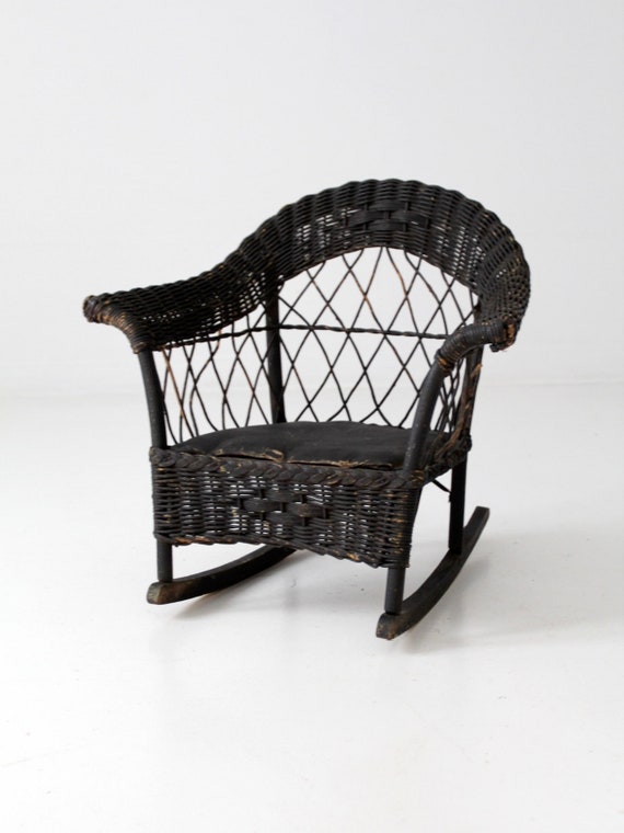 Antique Wicker Children S Chair Kids Rocking Chair Etsy