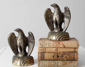 vintage brass American eagle bookends pair