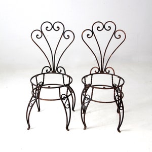 vintage wrought iron garden chairs pair image 3