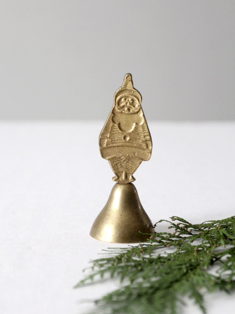 vintage brass Santa bell image 1