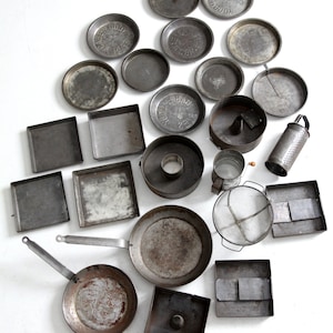 vintage kitchen baking pans collection