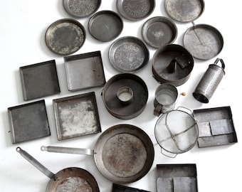 vintage kitchen baking pans collection