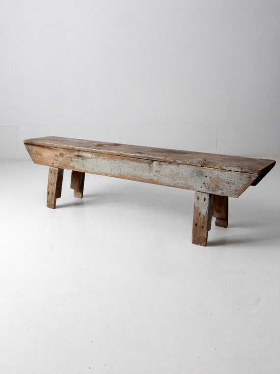 Banc en bois antique long banc de ferme - Etsy France