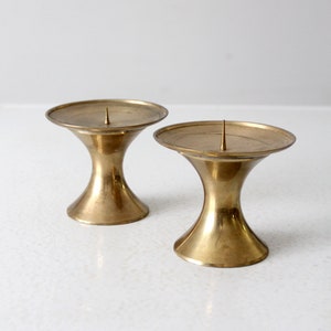 vintage brass candle pillar pair