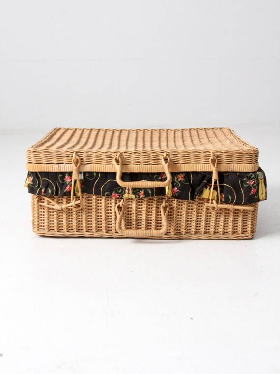 mid-century wicker picnic basket