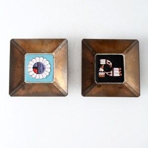 mid-century Desert House Crafts copper framed tile pair