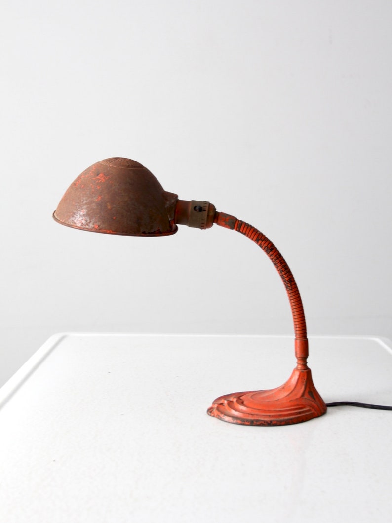 vintage red gooseneck desk lamp image 4