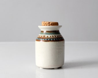 vintage studio pottery jar with cork lid