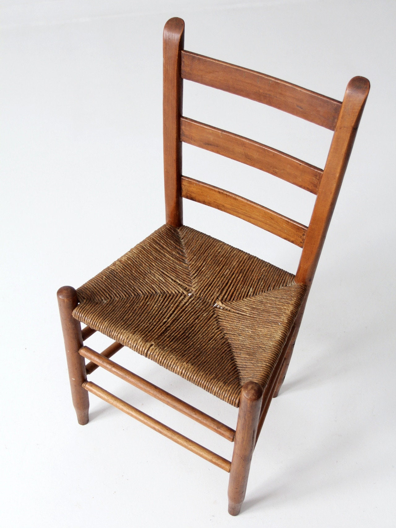 【antique】ラダーバックラッシュシートチェア Antique Rush Seat Chair With Ladder Back - Etsy Canada