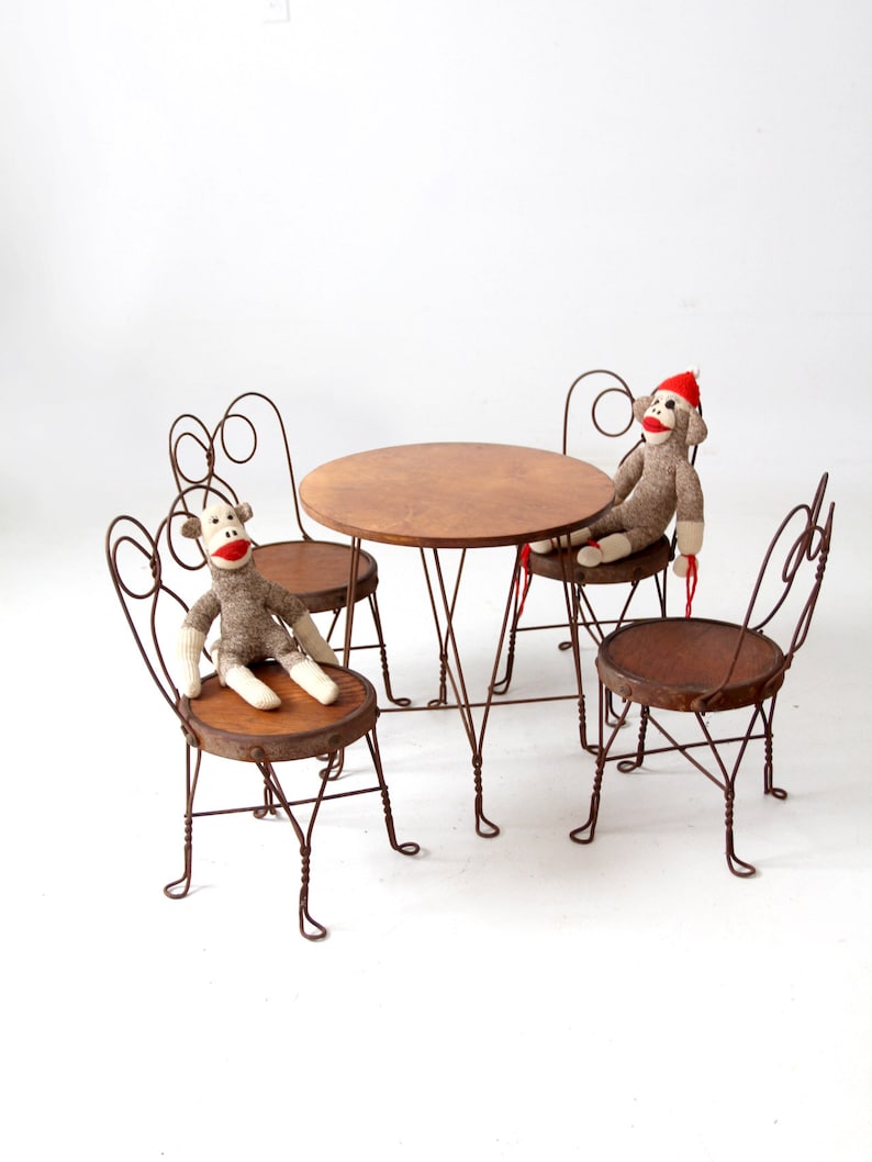 Antique Children's Ice Cream Parlor Table and Chairs Set Etsy