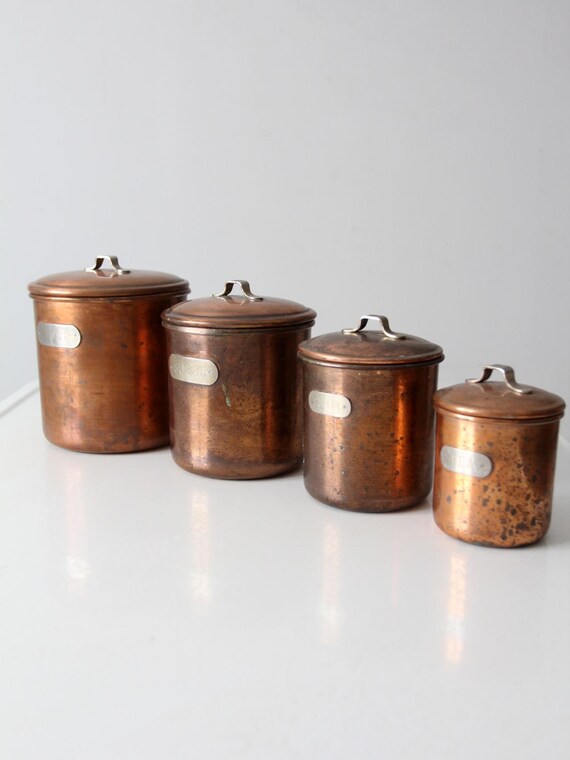 ヴィンテージ銅製キッチンキャニスター4個セット - Etsy 日本