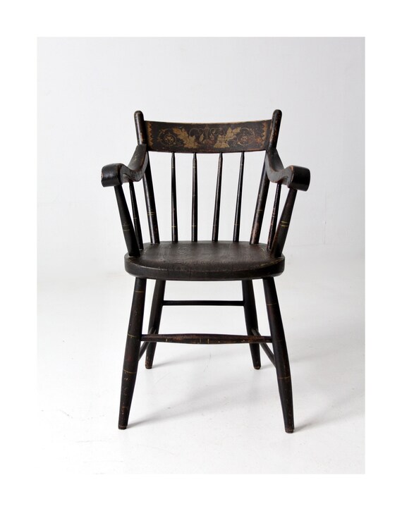 Antique Woolhiser Painted Hitchcock Style Arm Chair - Etsy