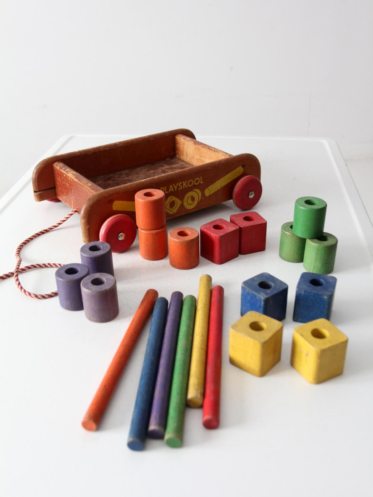 Vintage 50s Playskool Toy Wagon With Blocks - Etsy