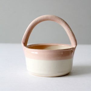 vintage studio pottery basket bowl
