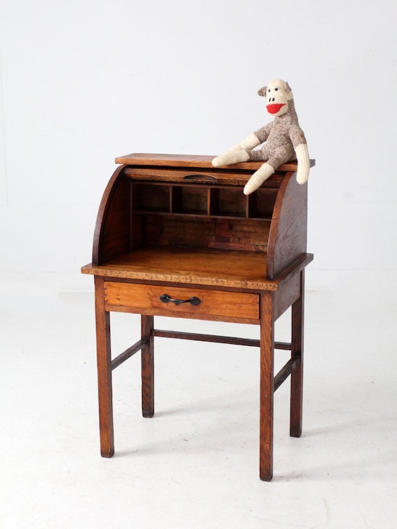 事務机・学習机 Vintage Roll top Desk Antique Child's Roll-top Secretary Desk - Etsy